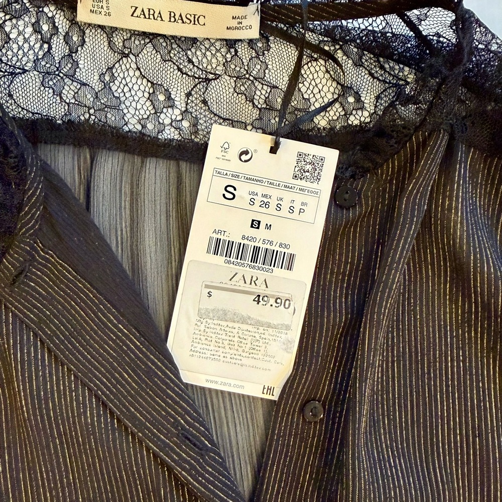Zara Black/ Gold Sheer Duster Cardigan - Picture 10 of 14